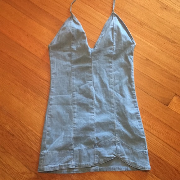 Fashion Nova Tops - Fashionova denim halter top XS zip up back stretch